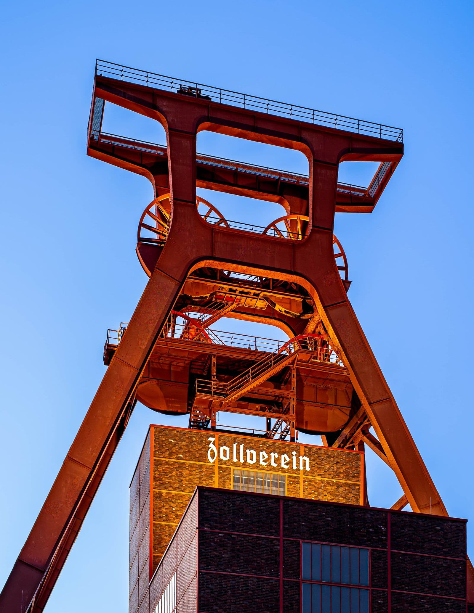 Zollverein winding tower, Essen, at golden hour
